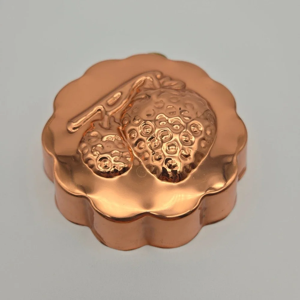 Vintage Copper Tin-Lined Strawberry Jello Mold Set of 4 Wall Decor Cottagecore